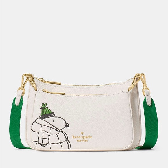 ♠️kate spade Peanuts Snoopy X KSNY Small Crossbody, Cream Multi NWT